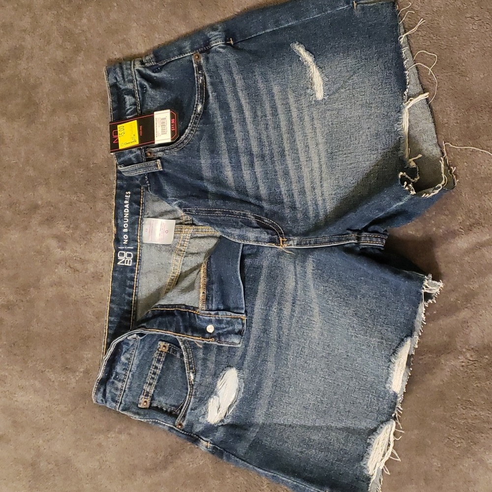 NoBo No Boundaries HiRise Destruction Midi Shorts 13 DkWash